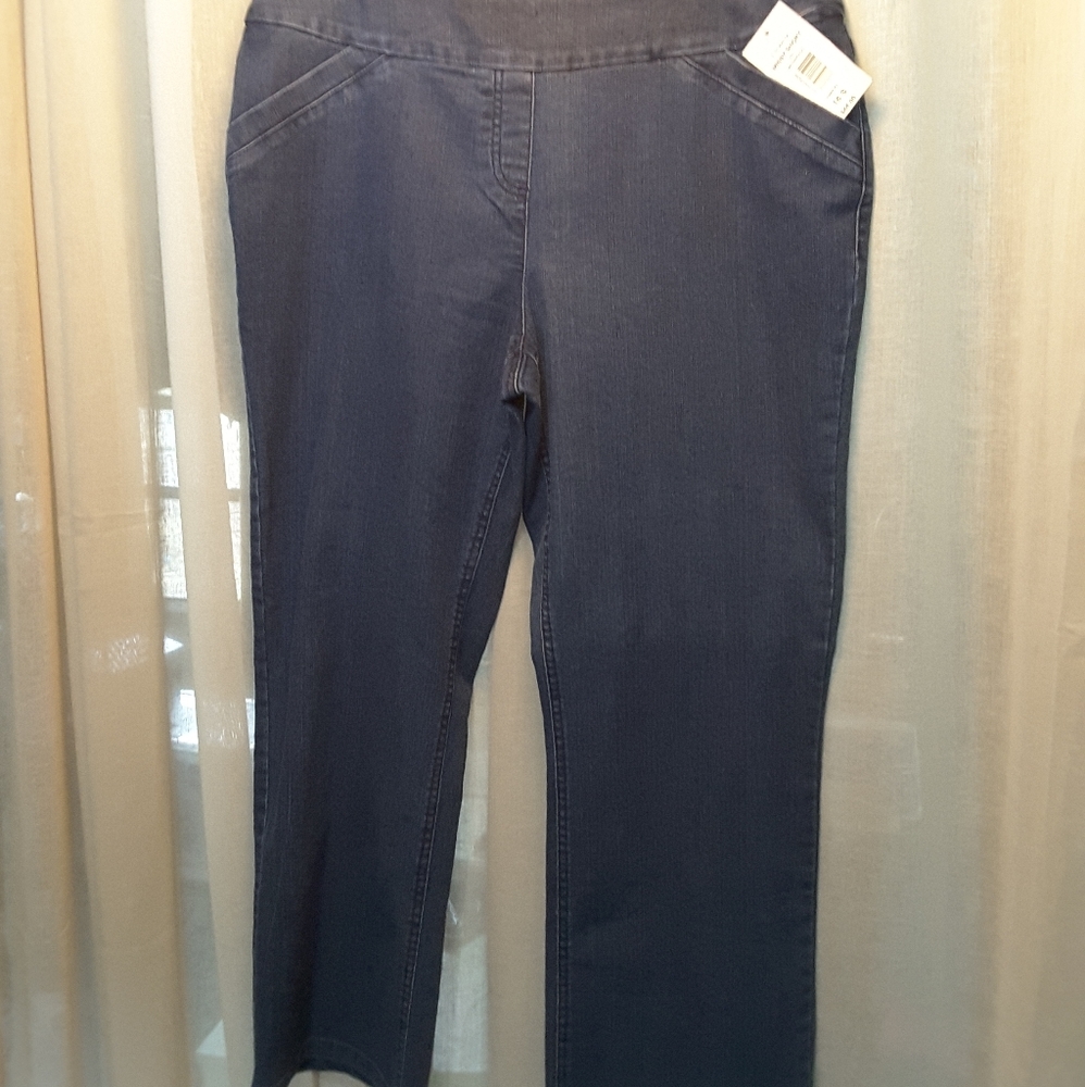 NWOT ALIA JEANS High Waisted Flared Leg Pull On Jeans with Faux Pocket S…